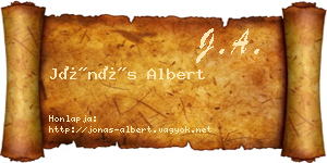 Jónás Albert névjegykártya